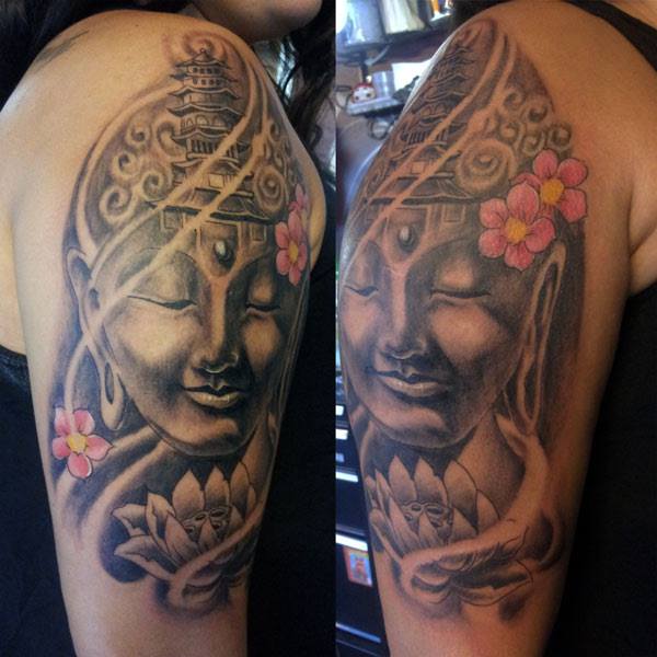 Budha and Lotus tattoo